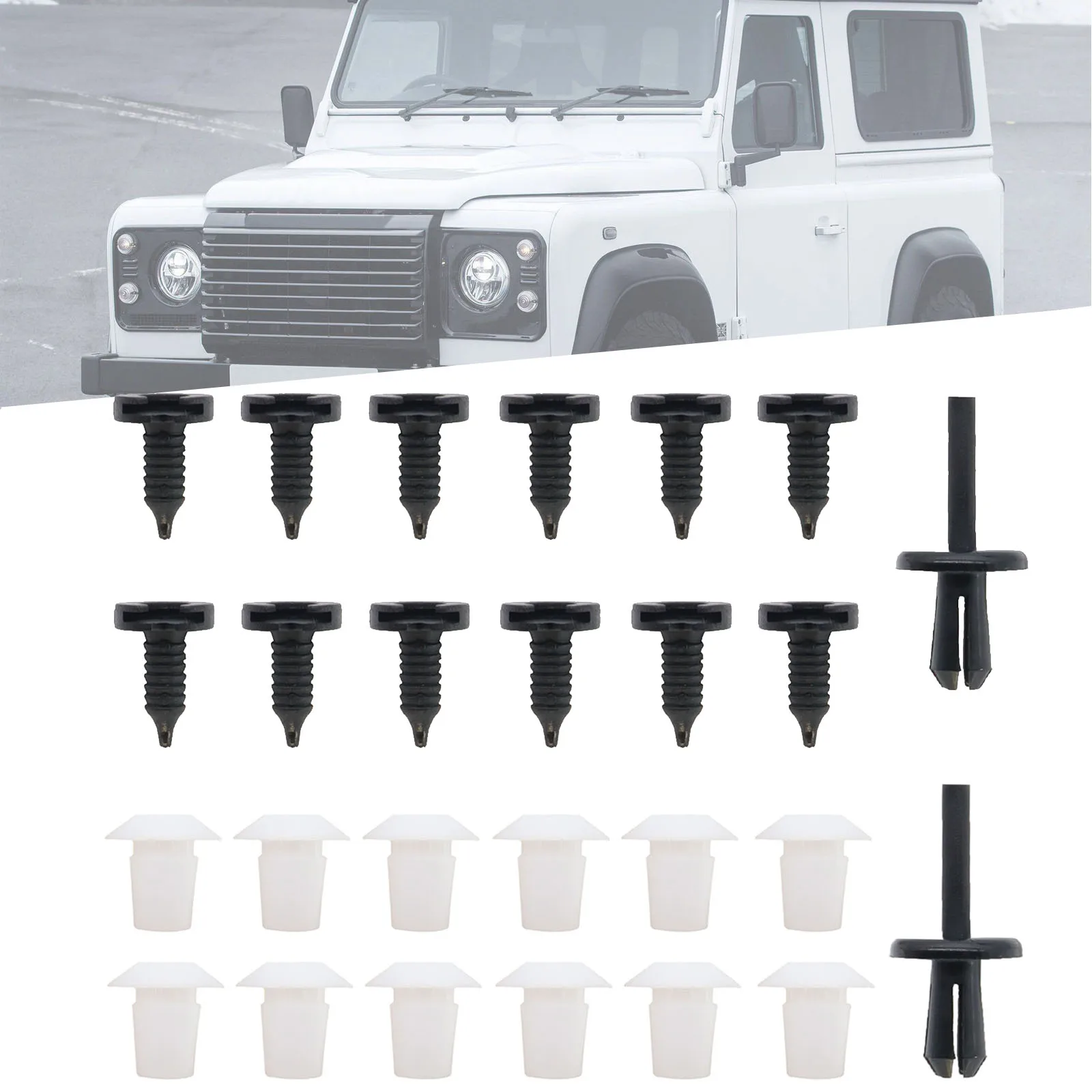 26Pcs Interior Door Trim Panel Clips Fasteners Retainer Screws Grommets for Land Rover Defender Fender Bottom Splashguard Shield
