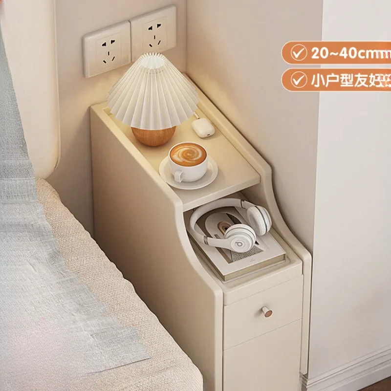 Solid Wood Cream Side Table 20cm for Bedroom Stable Structure Modern Design Durable Build High Quality Non-Slip Feet