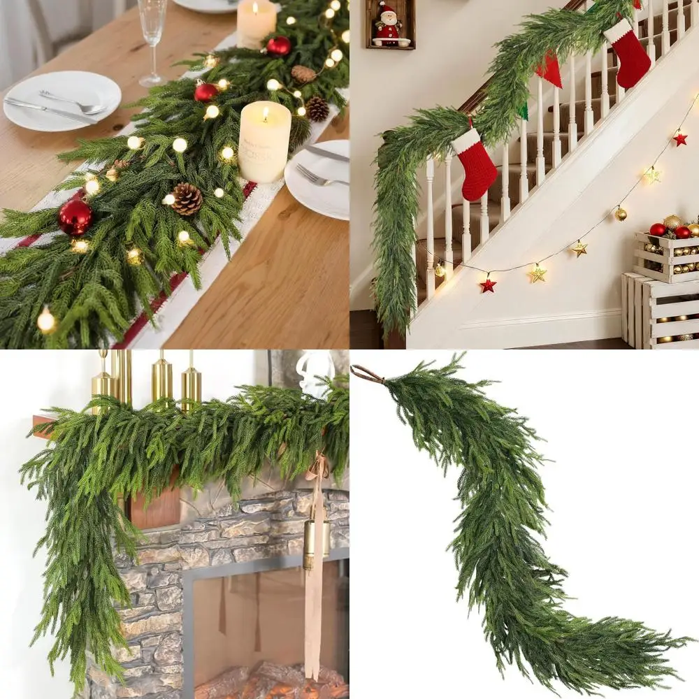 

5ft Artificial Christmas Garland with Faux Pine Needles for Indoor/Outdoor Holiday Decor