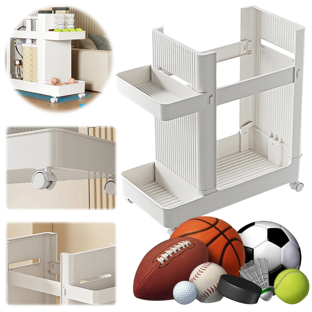 Gym Equipment Organizer Trolley with Wheels Sports Equipment Storage Rack Yoga Mat Storage Basket Fitness Equipment Holder Rack