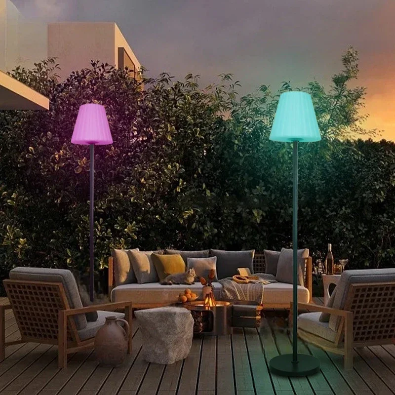 lampada solar para decoracao de jardim ao ar livre luzes led rgb impermeaveis controle remoto patio do jardim lampadas de assoalho nordicas modernas 01