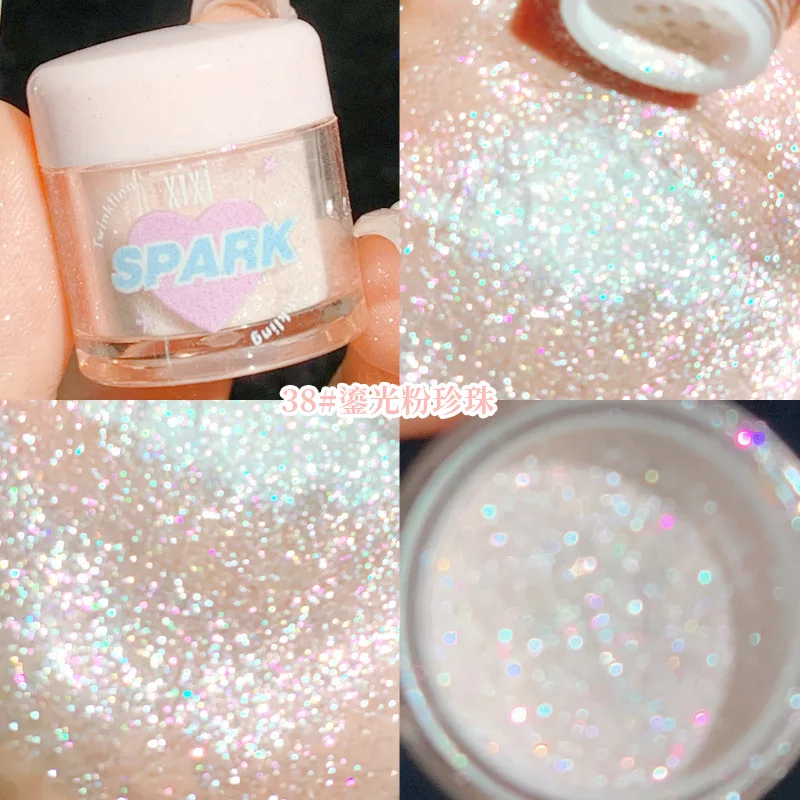 Gilded Pink Pearl Highlighter Powder High Gloss Glitter Loose Powder White Moonlight Shimmer Powder Face Body Highlight Makeup