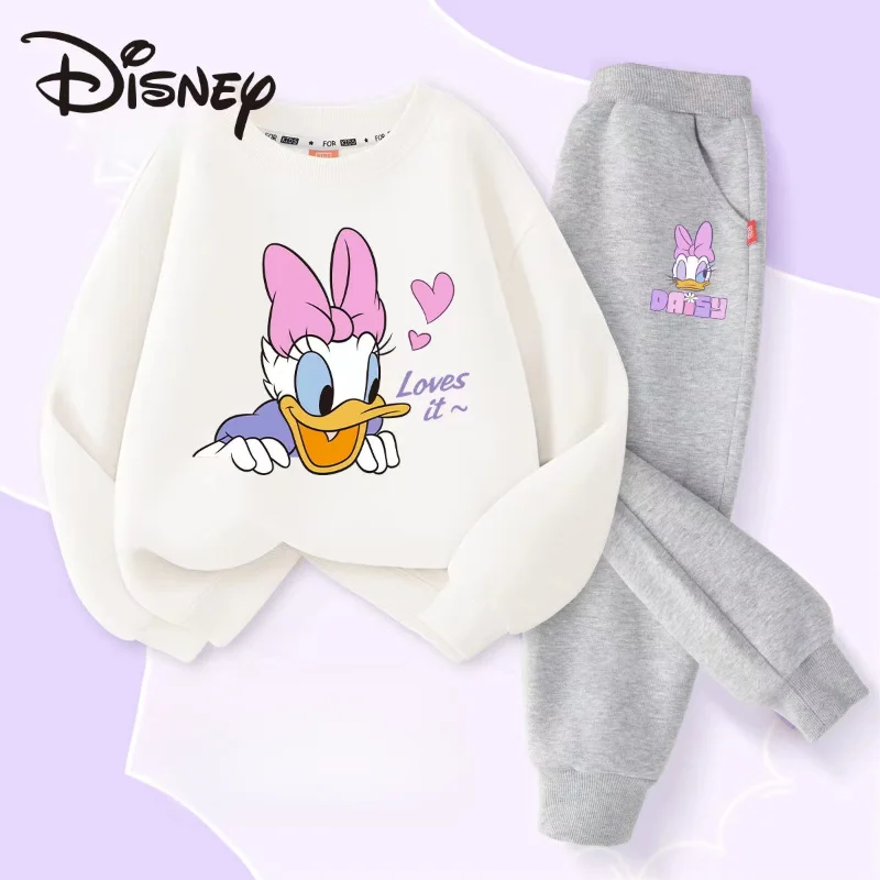 Autumn Baby Girl Clothes Set Children Disney Happy Minnie Printing Sweatshirt Top and Pants Bottom 2 Piece Suit Cotton Tracksuit