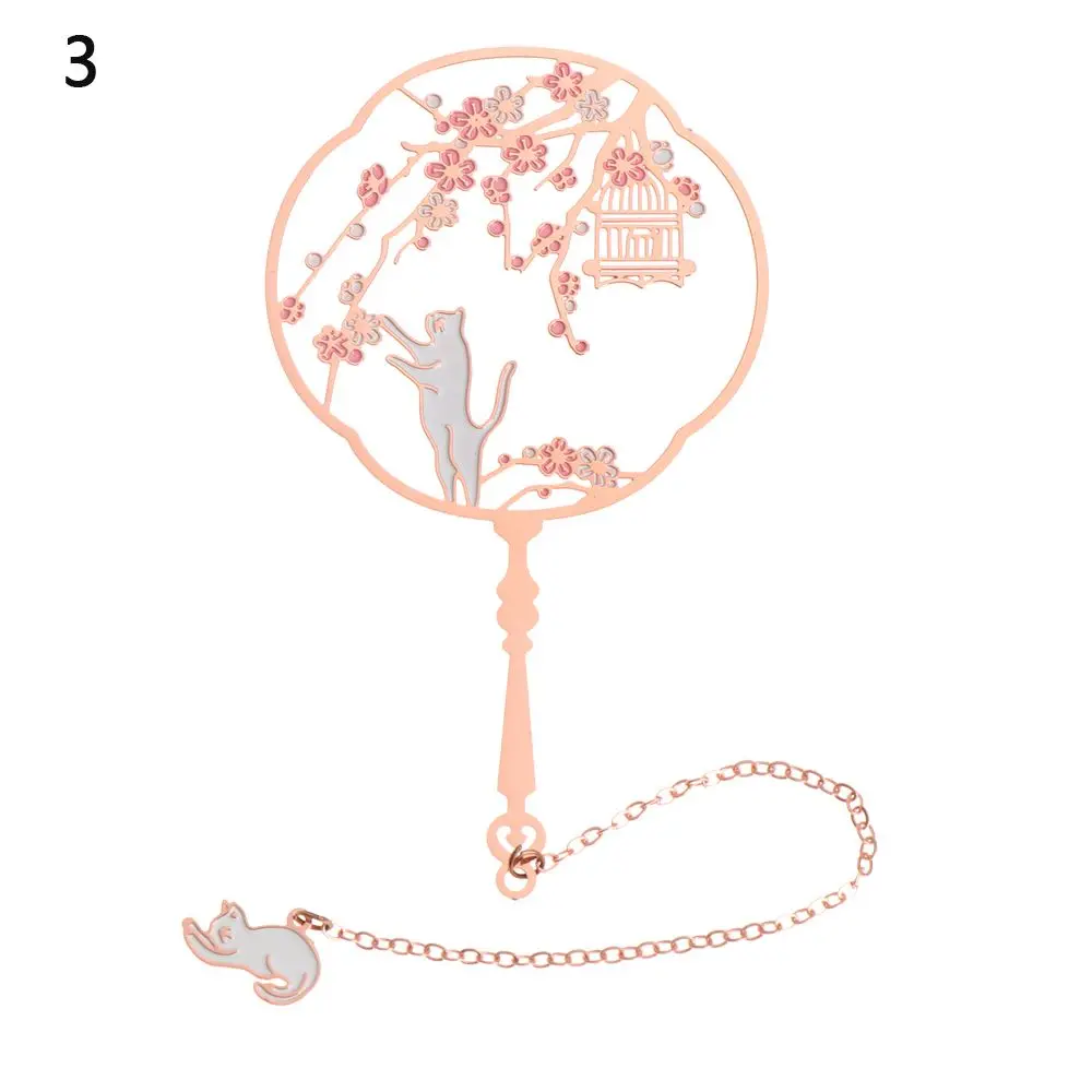 School Office Supplies Retro Pendant Koi Metal Peacock Brass Bookmark Book Clip Group Fan Shape Pagination Mark