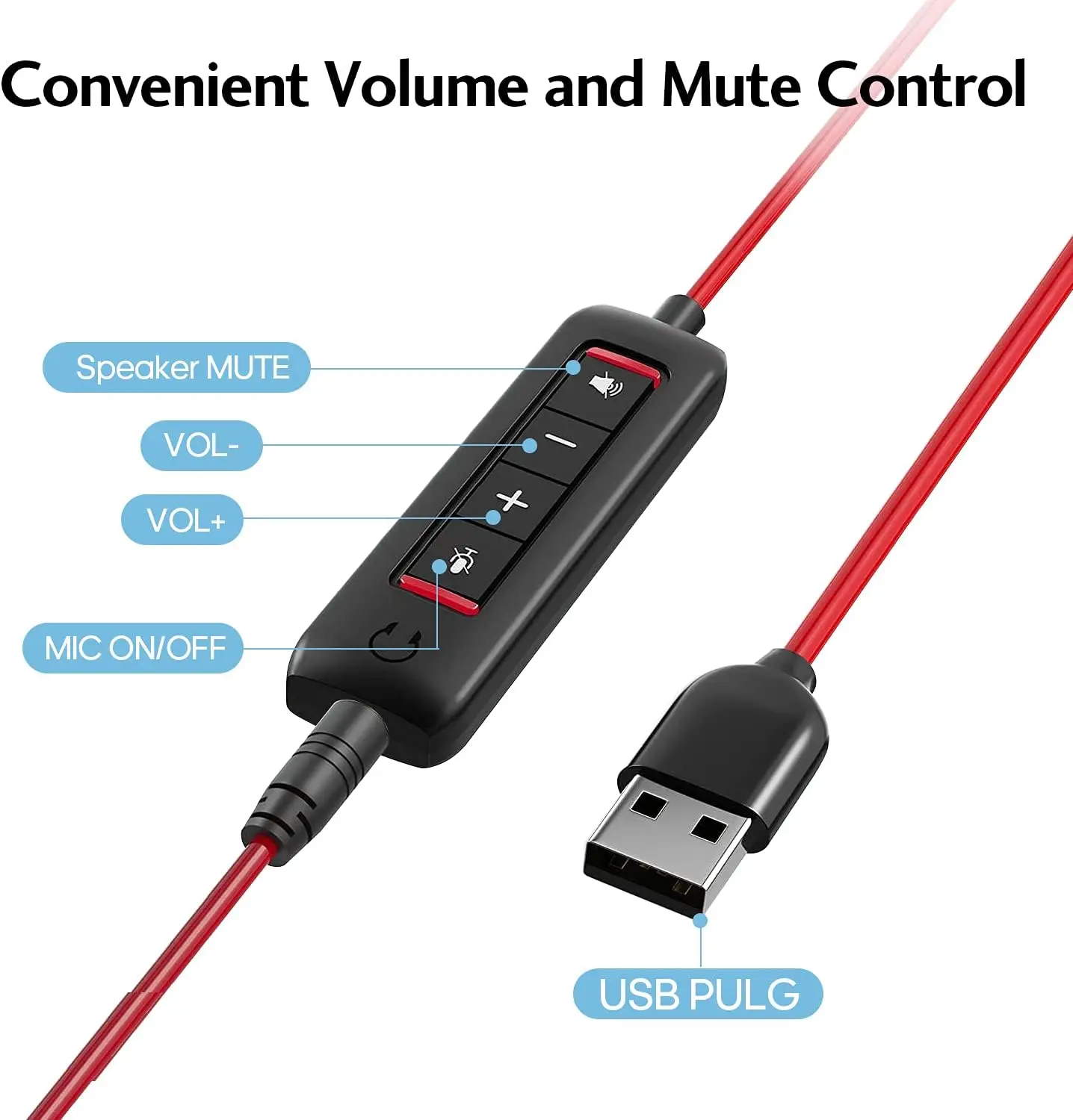 HROEENOI Premium USB Call Center Kabelgebundenes Headset mit Mikrofon mit Geräuschunterdrückung, ideal für PC, Laptop, Zoomanrufe, Skype-Meetings – Detail 4