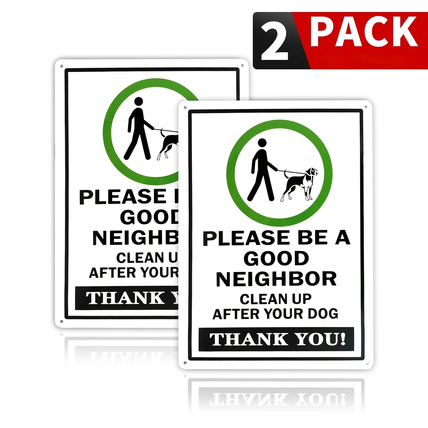 2pcs Per Pack Dog Pick UP Metal Sign Curb Your Dog Sign Dog Poop Sign Rust Free Aluminum,UV Ink Printing,Indoor or Outdoor Use