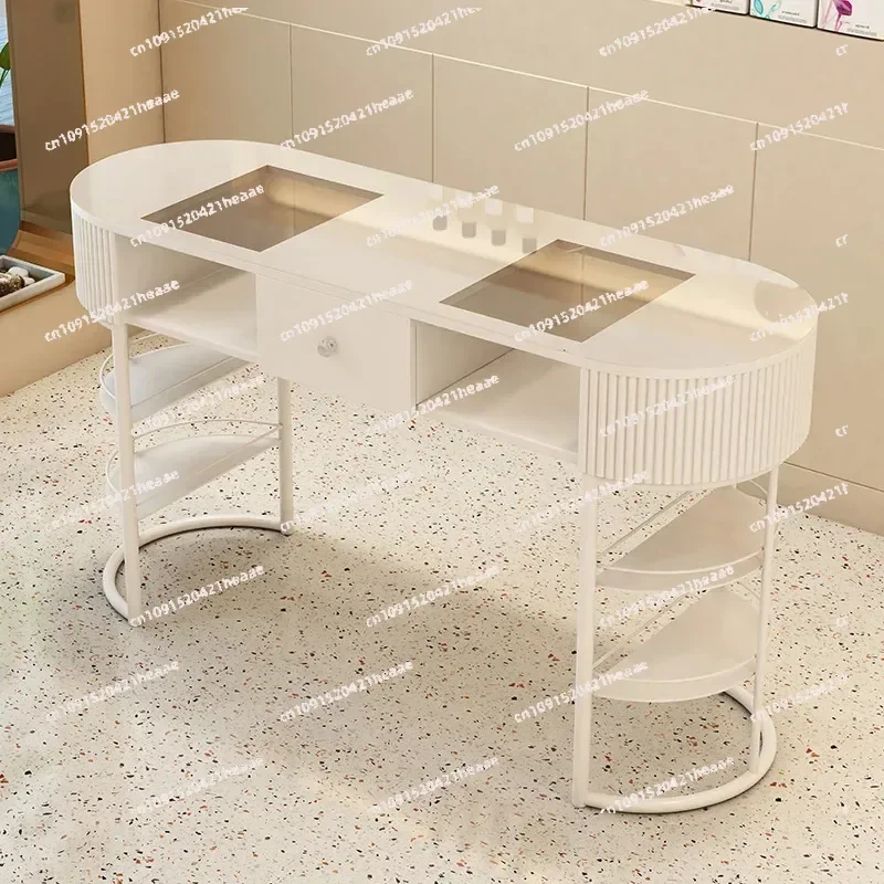 Suitable for white Japanese style economy nail table, complete set of light luxury nail tables