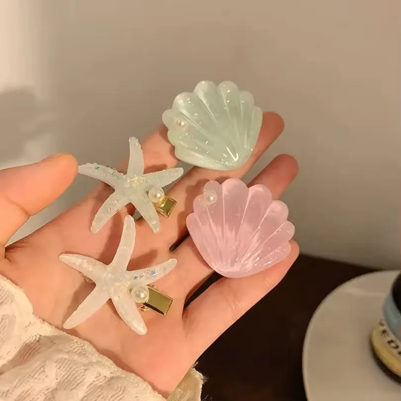 Elegante Seestern-Stern-Muschel-Haarspangen für Frauen und Mädchen, Haarnadel-Kopfbedeckung, geeignet für den täglichen Gebrauch, Haarspangen, Haar-Accessoires, Ornament – Detail 1