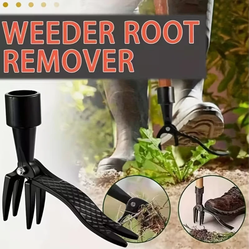 Heavy-Duty Stand Up Weed Puller Tool,4-Claw Upright Weeder with Adjustable Height, Portable Tool for Lawn,Durable,Lightweight