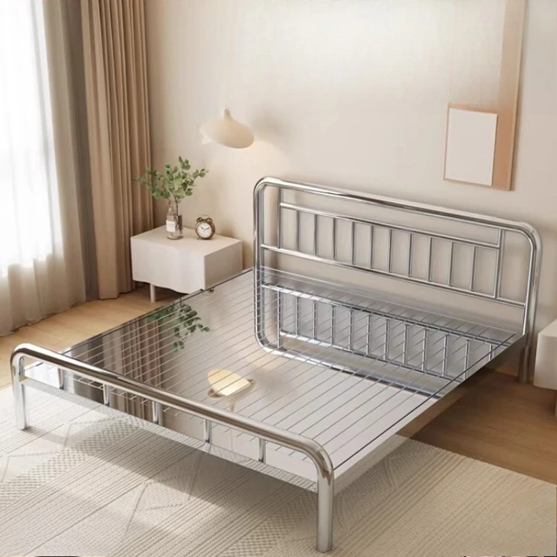 

Кровать из нержавеющей стали 304, утолщенная экологически чистая спальня, кровать со стальным каркасом длиной 1,5 м, простой современный каркас кровати из кованого железа, двуспальная 1,8 м