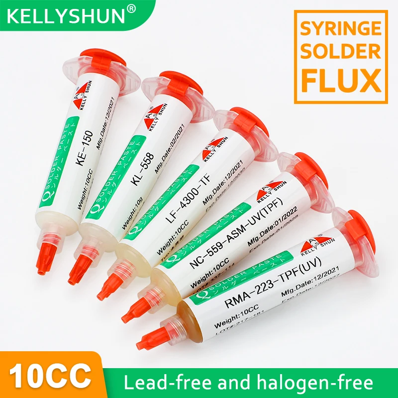 

KELLYSHUN Lead-Free Halogen-Free BGA Welding Flux SMD Repair Soldering no-clean ball Planting Rosin Solder oil Paste 10cc