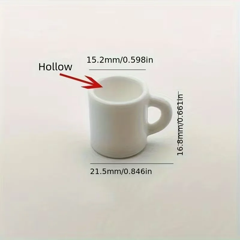 20 Mini White Resin Coffee Mug Pendants - Adorable Charms Suitable for Jewelry, Chains, Hair Accessories, and Dollhouse Decorati