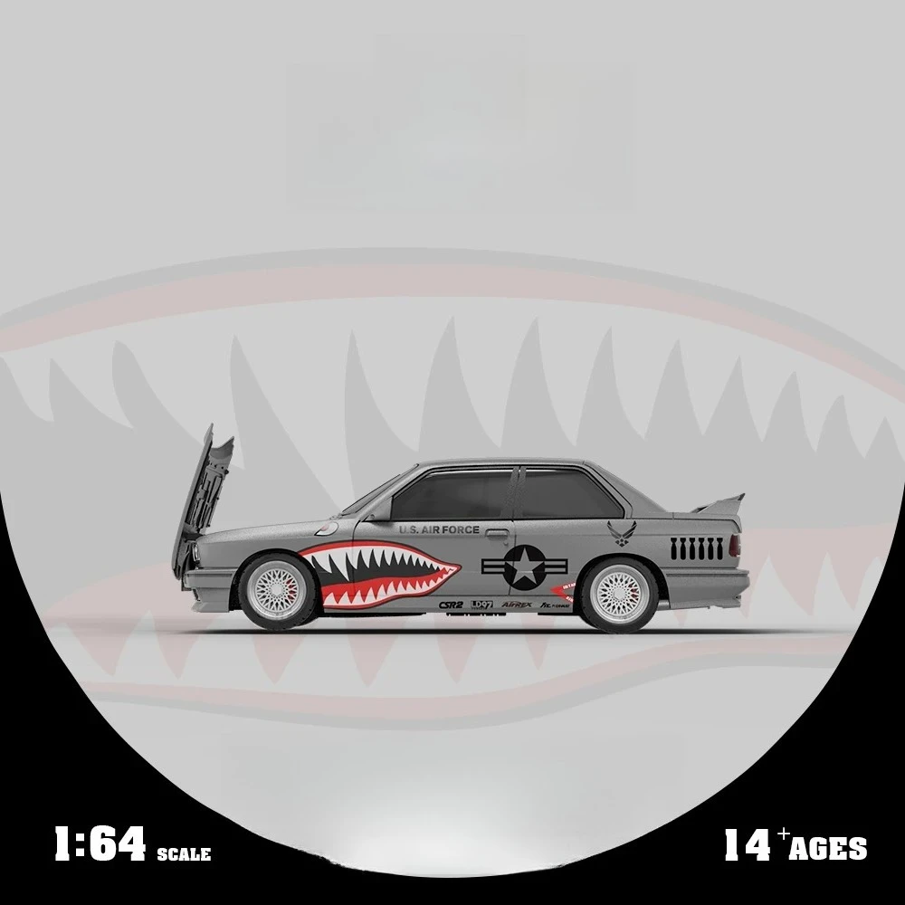 OM 1/64 E30 M3 Shark Nose Painted Small Scale Alloy Car Model Pre-sale