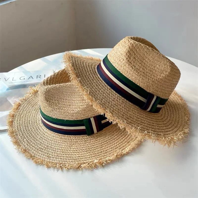 

2024 New Women Raffia Hat Straw Summer Beach Sun Hat Outdoor Bohemia Lady Fashion Fedora Panama Jazz Hats Caps Men