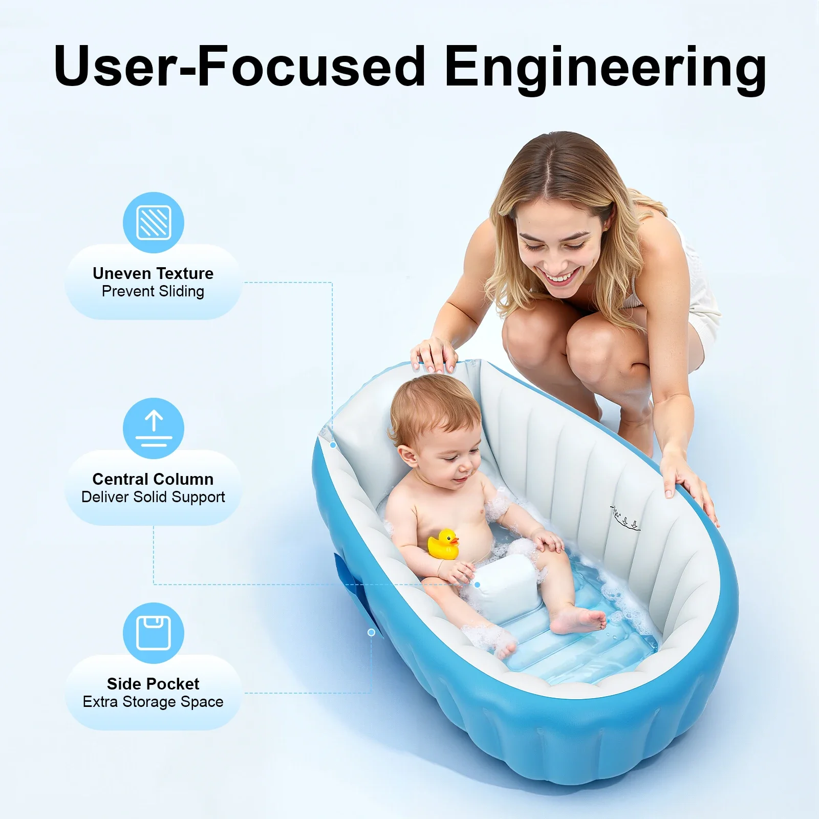 Inflatable Portable JUST V-IIIP PAYYY Adult Portable Bathtub with Backrest Cup Holder
