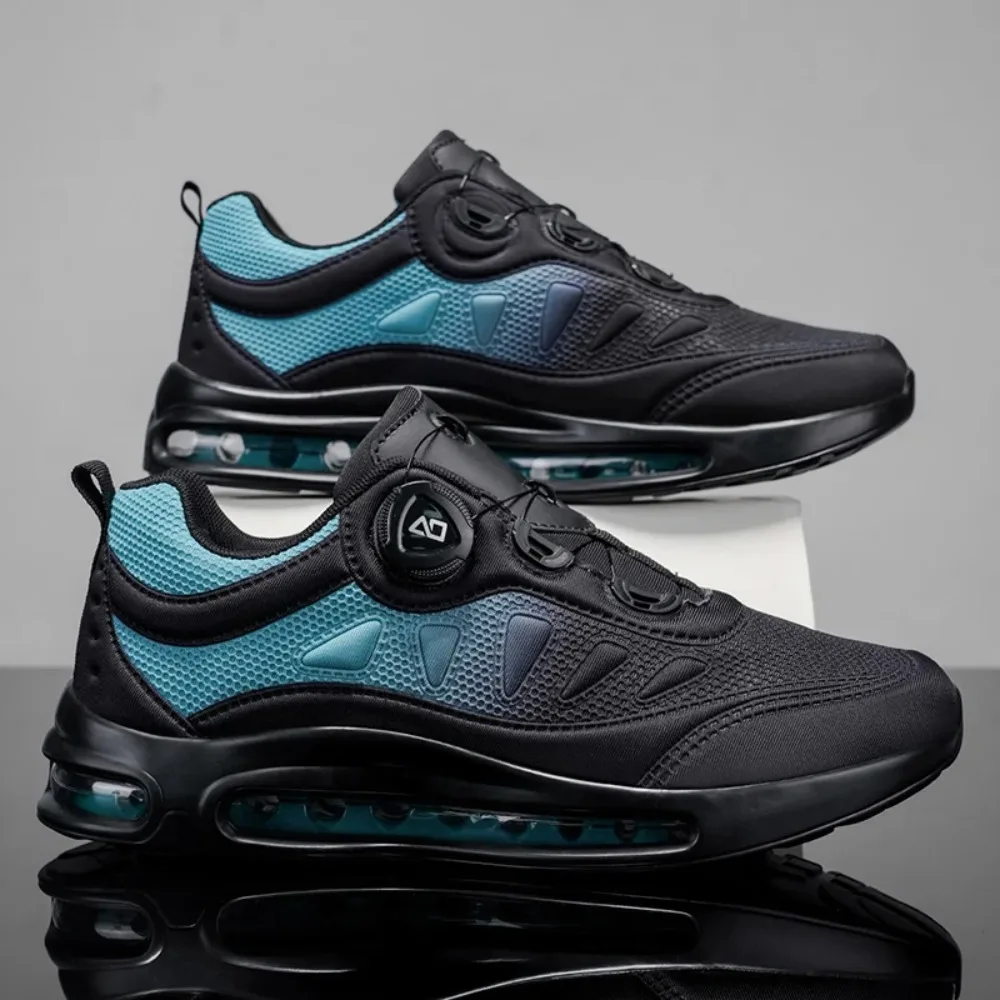 

Men Jogging Sports Running Shoes Outdoor Anti-Slip Breathable Rotating Button Full-length Air-cushion Large-sized Running Shoes