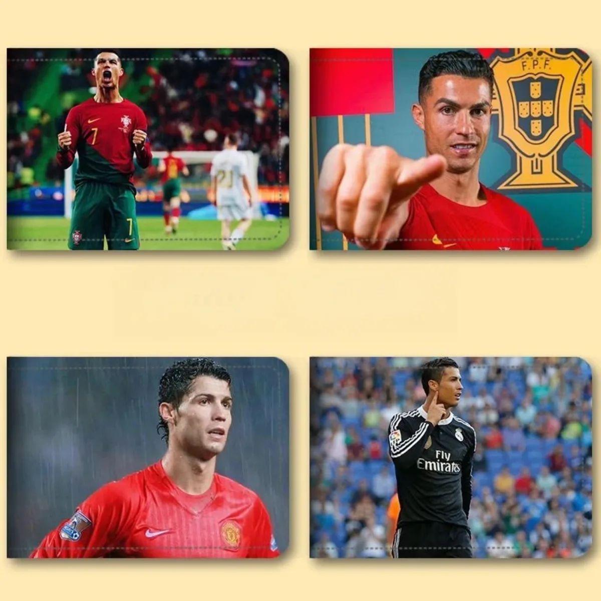 New 2025 High Quality Neutral Wallet Fun Fashion Foldable Wallet Football Cristiano Ronaldo Print Wallet Pu Leather