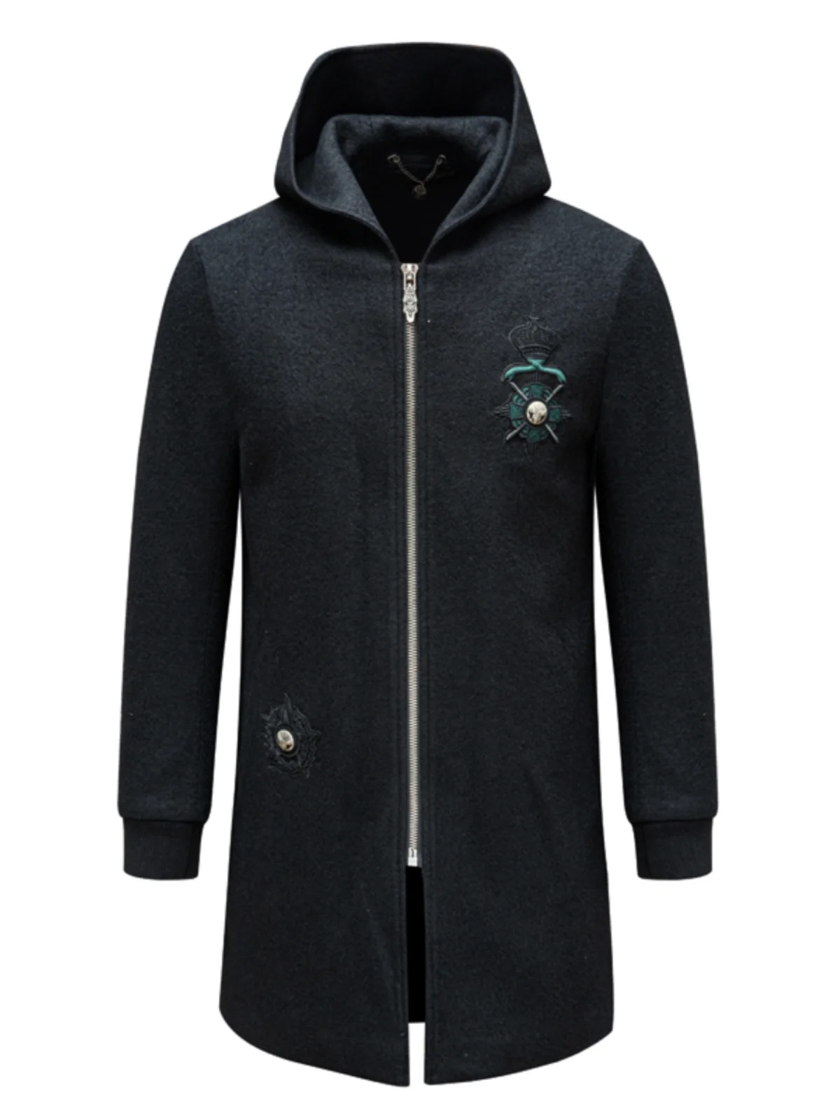 

Мужское шерстяное пальто H877, осенне-зимнее модное повседневное пальто на молнии, длинное городское пальто со стойкой