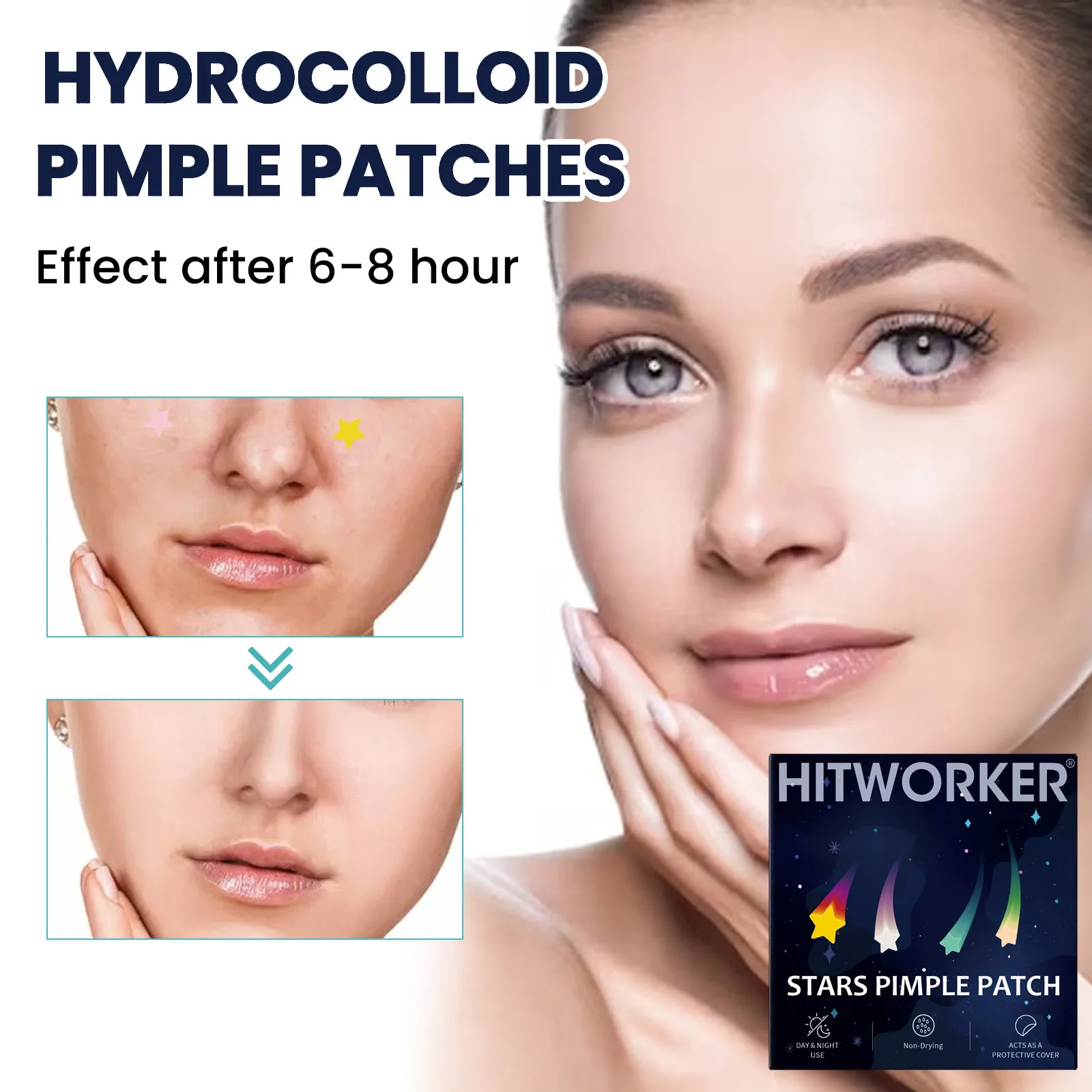 Patchs hydrocolloïdes imperméables pour l'acné, miroir Invisible 2 en 1 pour le nettoyage et le soin du visage, outil d'essence adapté à tous les Types de peau