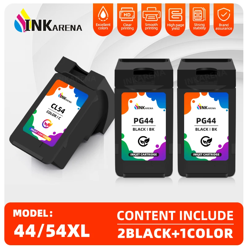 inkarena cartucho de tinta remanufaturados cor compativel para canon pg44 cl54 pixma e401 e402 e461 e471 e481 pg44 preto cl54 01