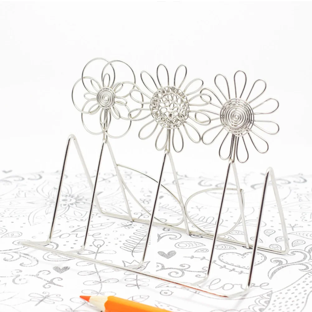 Stainless Steel Vertical Card Holder Desktop Organizer Phone Stand Office Card Storage Rack Compact Design