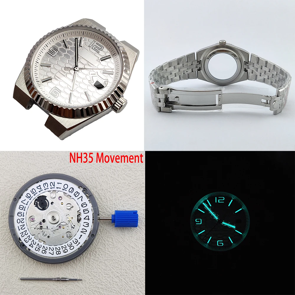 Boîtier de 39,5 mm et cadran 33,8 mm, ensemble de montre mécanique lumineux BGW9 adapté aux accessoires d'installation de mouvement JAP NH35/CHN NH35