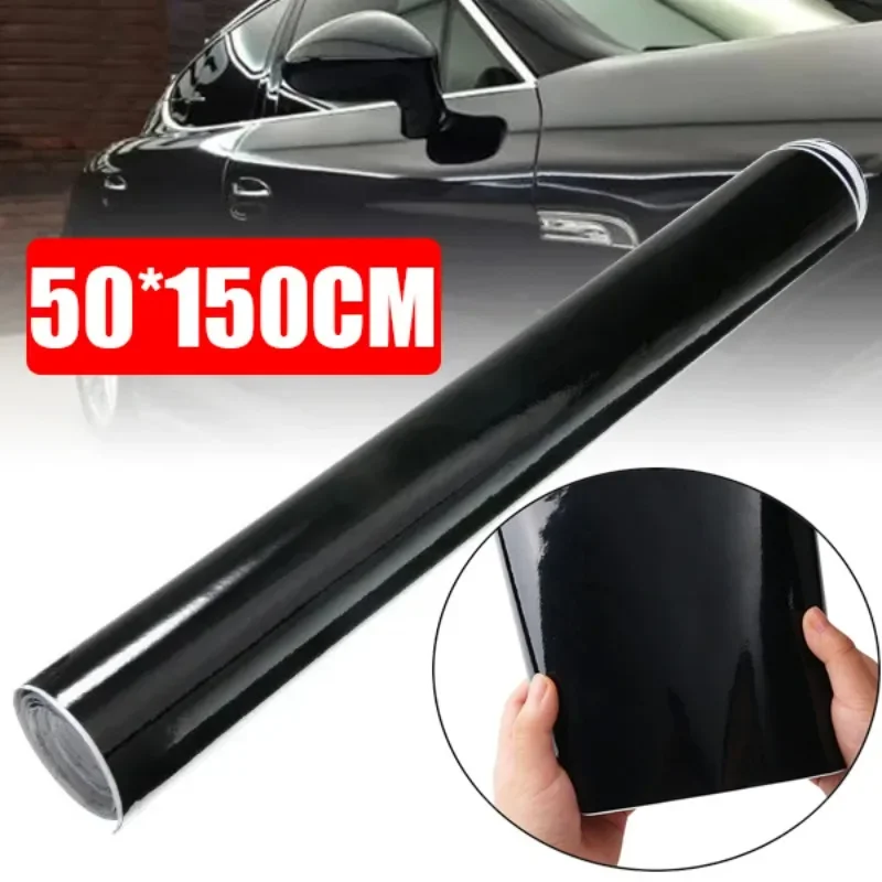 Vinilo Adhesivo para Carrocería de Automóvil, Color Negro Brillante, para Motocicletas, Bicicletas y Autos, Película que Cambia de Color, 150*50cm