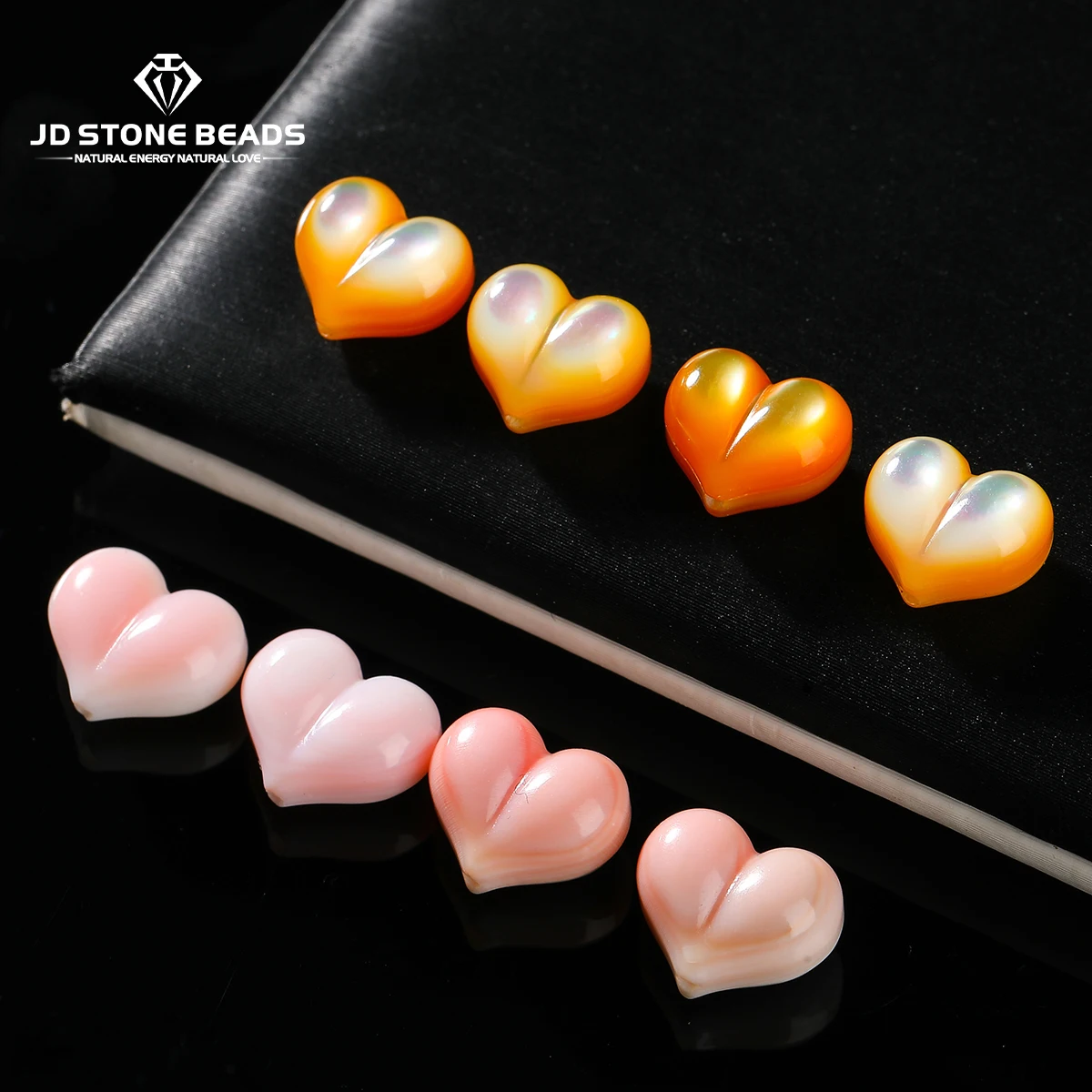 1 Pc Natural Yellow-White Shell Carved Peach Heart Shape Bead Loose Spacer for Jewelry Making DIY Necklace Bracelet Accessory