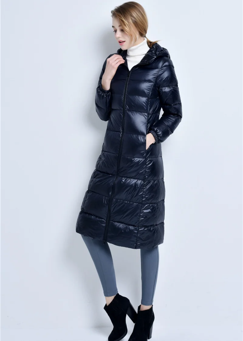 Autumn Winter X Long Down Coats Women Casual Warm White Duck Down Solid New Hooded Puffer Padded Jackets for Women Snow Coats