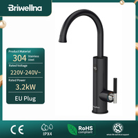 Briwellna Electric Water Heater 220V Flowing Heater Kitchen Faucet 2 in 1 Tap Tankless Water Heating Mixer Electric Geyser