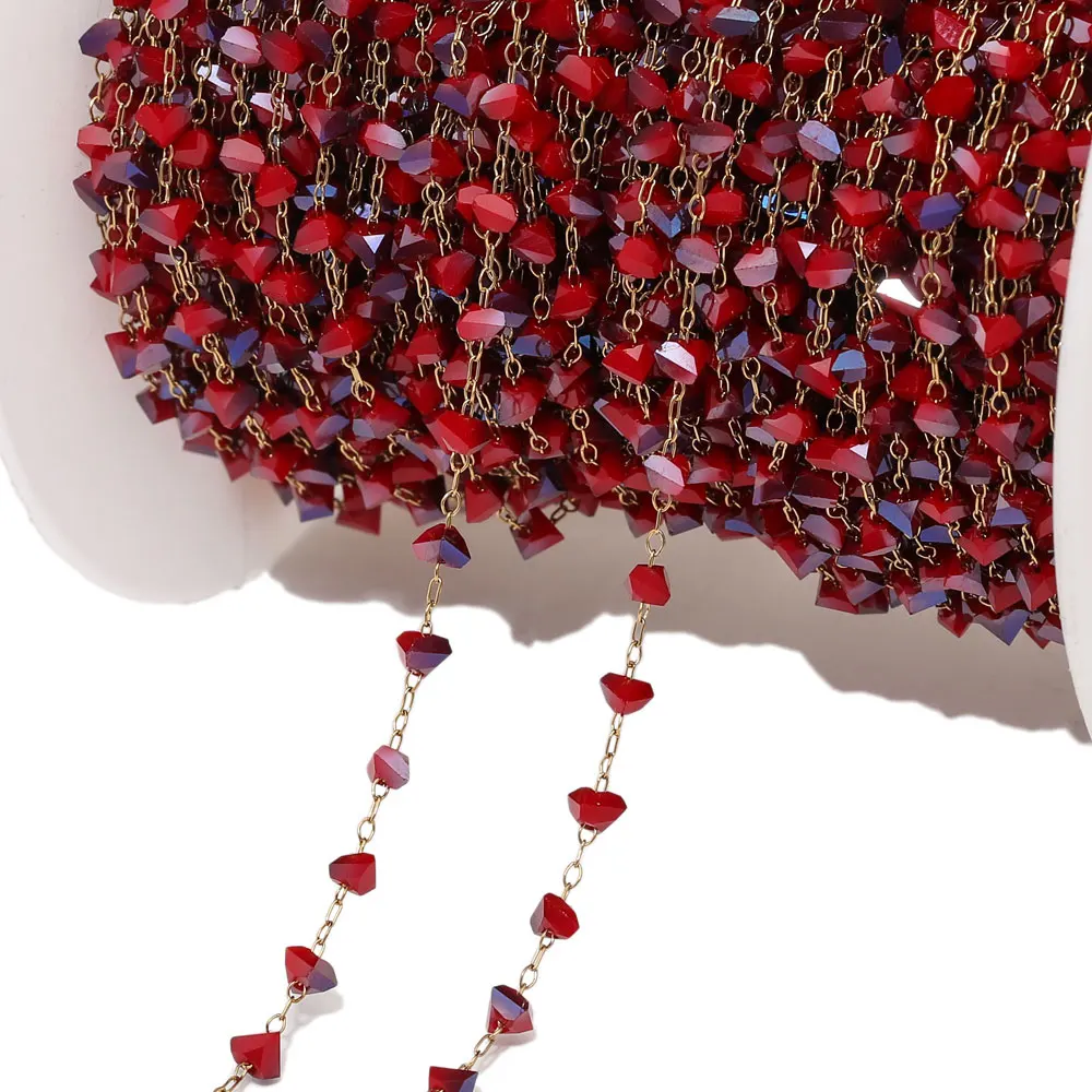 

1meter Stainless Steel Natural Stone Chains For Bracelet Neklace Jewelry Chain DIY Triangular Stone Chains Jewelry Findings