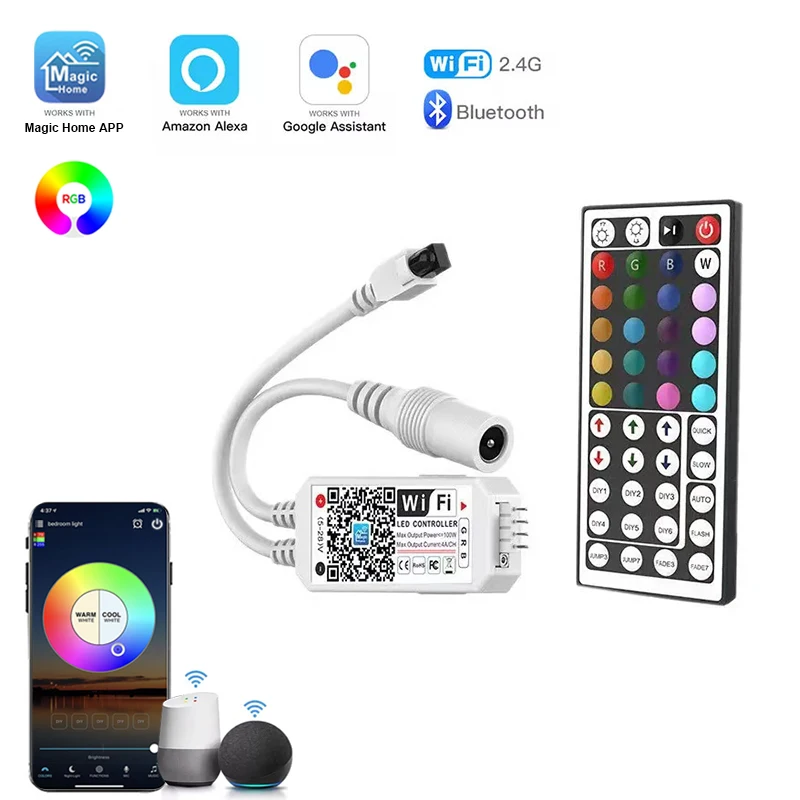 

Wifi Rgb Led Controller 44Key DC 5V 12V 24V Rgb Controller Smart Control Remote 4Pin Led Lights For RGB Neon Strip Lights