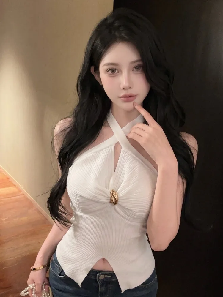 

American Style Sexy Hollow out Knitted Vest Women's Summer New Fashion Inner And Outer Wear Breathable Skin-Friendly City Walk