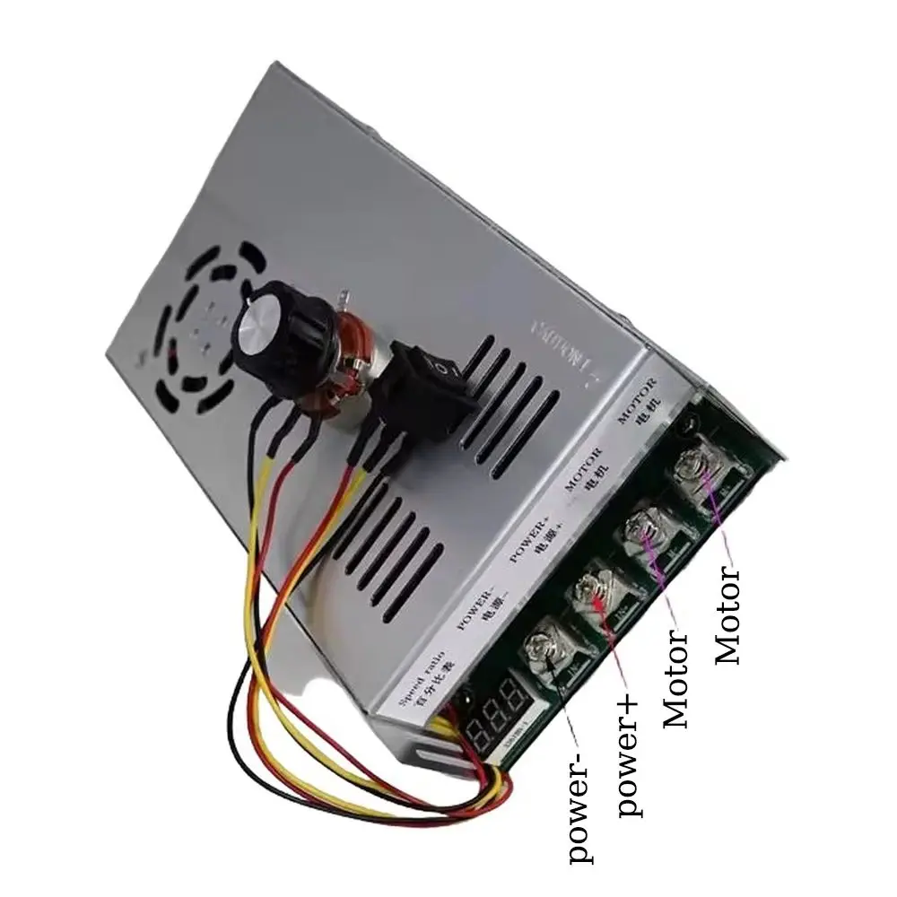 DC12-48V 200A Brushed Motor Speed Controller Bidirectional Forward Reverse 0-100% Speed Regulation Potentiometer Motor Governor