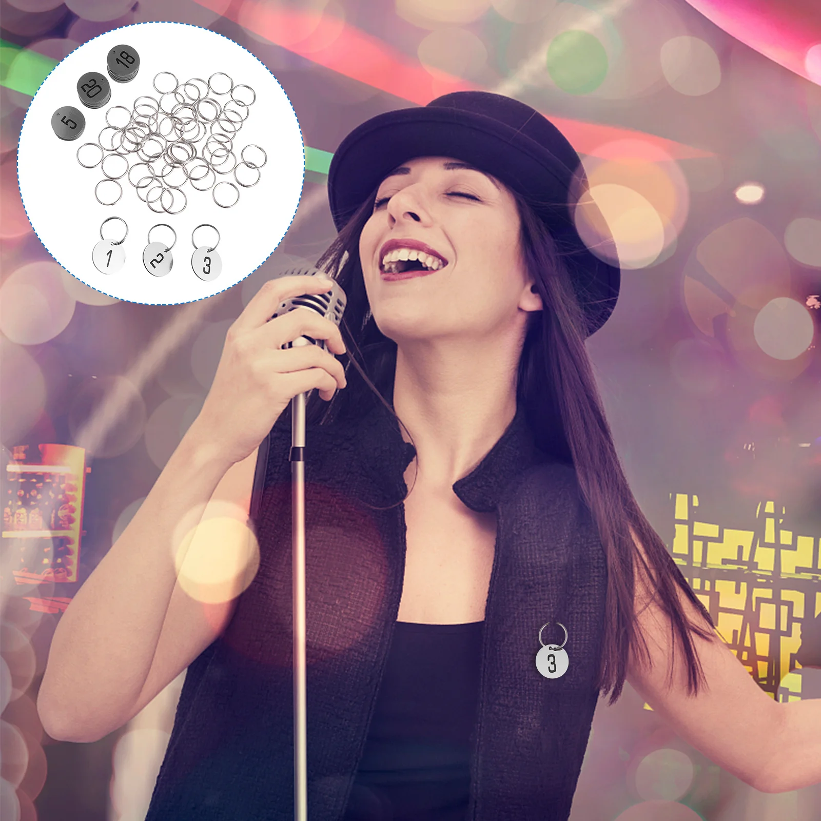 50 قطعة علامة أرقام أقراص بلاستيكية محفورة مستديرة لخزانة الجدول حانة مطعم الصالة الرياضية فندق مكتب مستودع حلقة رئيسية السفر #6