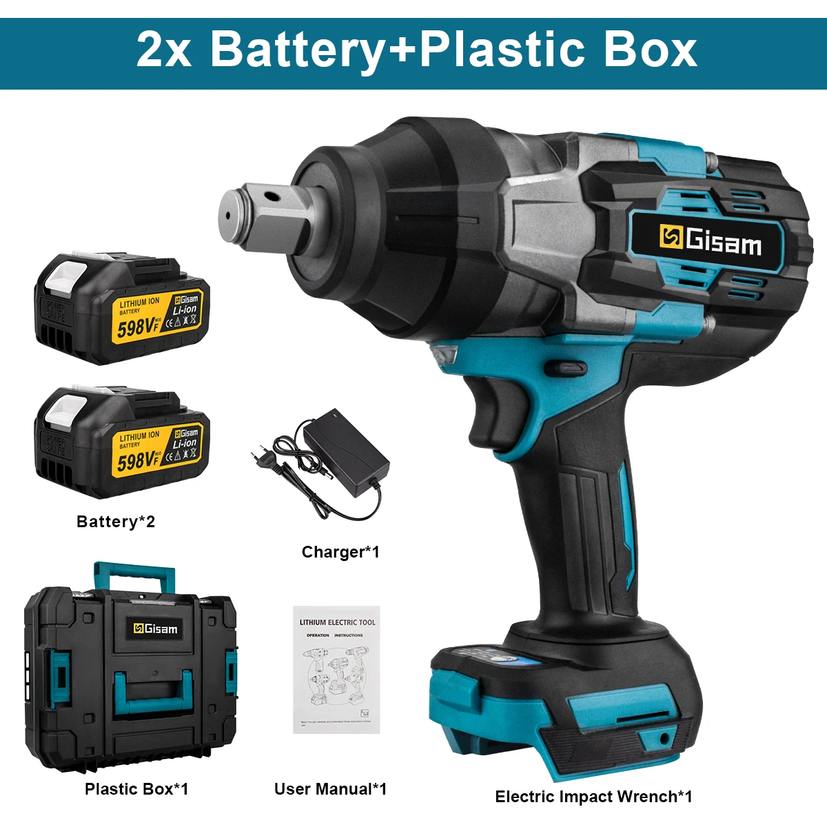 GΣ 3100N.M Borstelloze elektrische slagmoersleutel met hoog koppel 3/4 inch Draadloze elektrische sleutel Gereedschap voor Makita 18V batterijpin