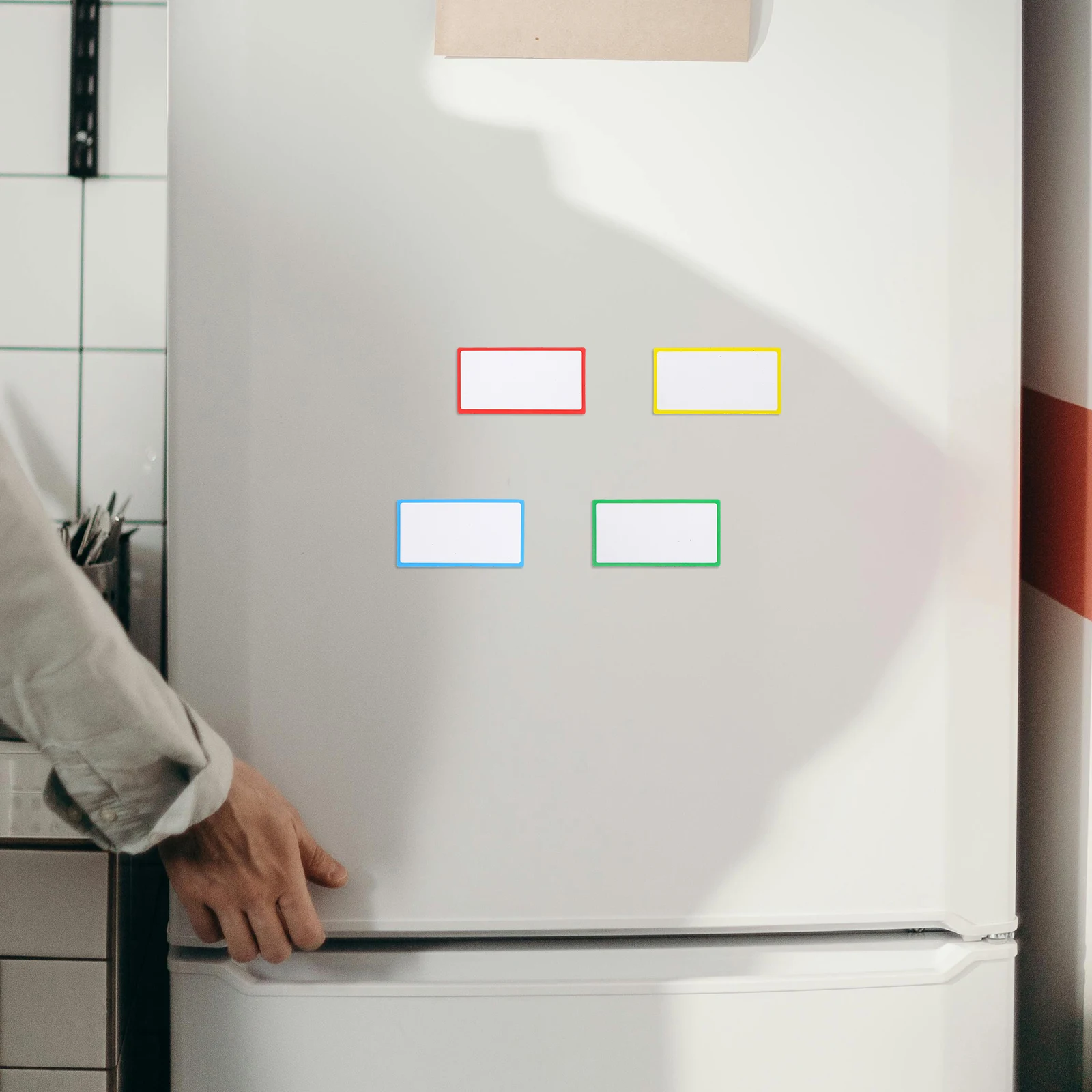 8pcs Dry Erase Magnetic Labels Reusable Blank Name Tags for Classroom Fridge Food Marking Whiteboard Household Tags Folder