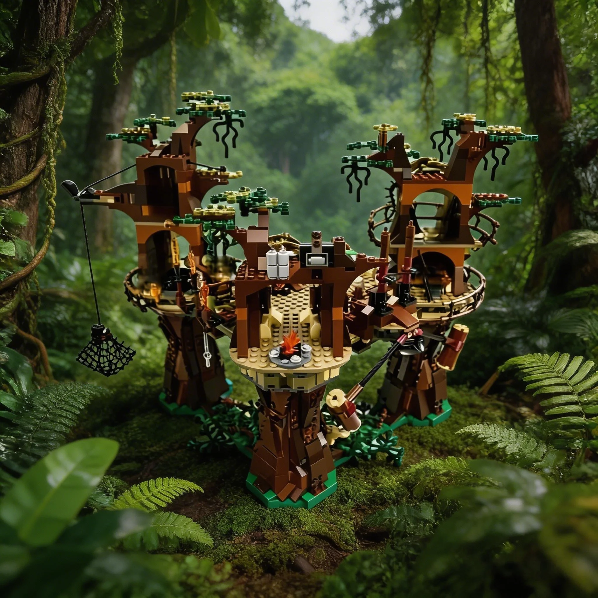 

New forest tribal village building blocks set space adventure brick toys men and women holiday gifts