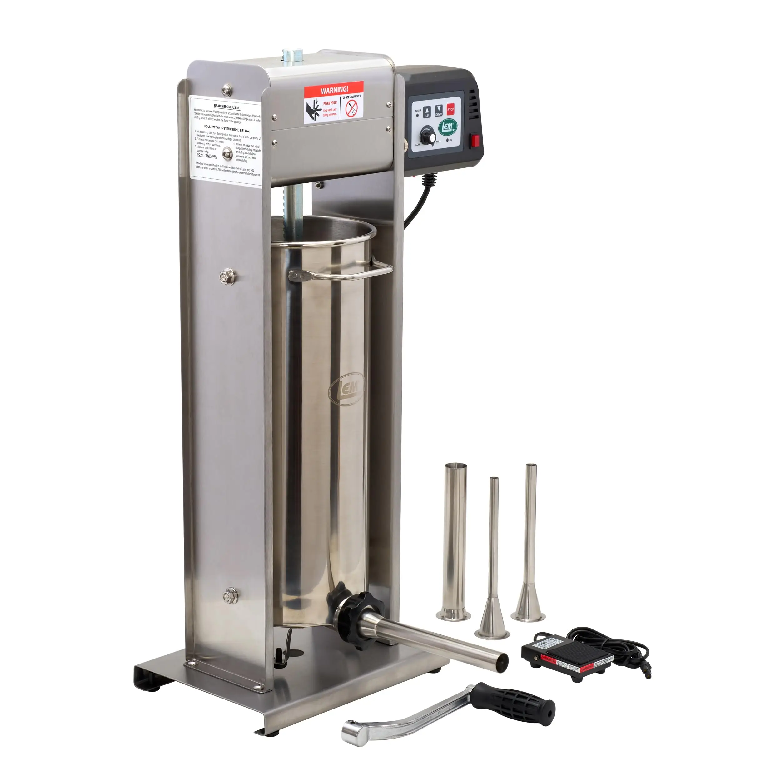 BigBite 30 lb Motorized Sausage Stuffer, Stainless Steel Meat Stuffer Machine with 0.5 HP Motor, Electric Sausage Maker