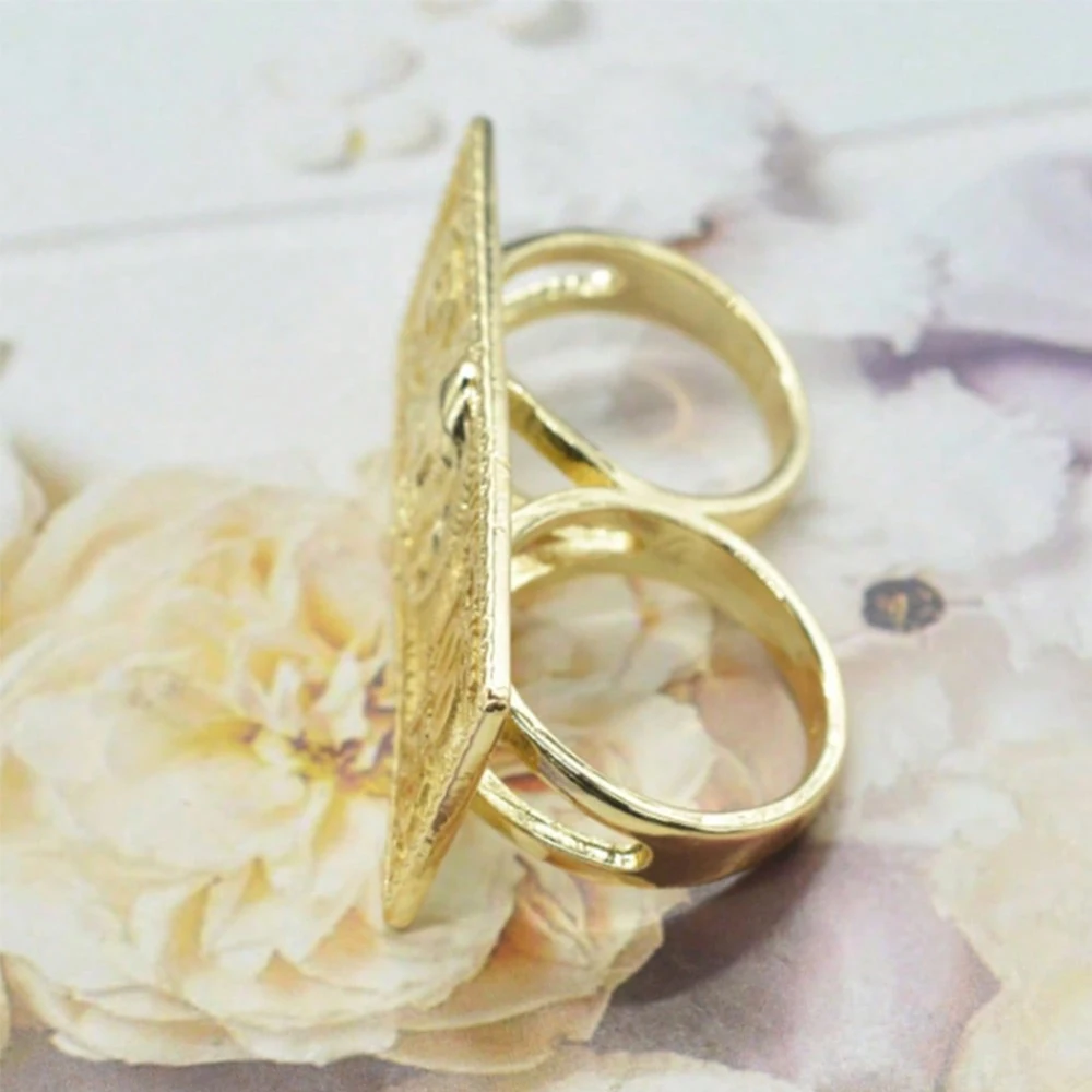 Gold Plated 100 Dollar Bill Adjustable Open Ring Vintage US Money Statement Finger Ring Men Women Hip Hop Jewelry view 3