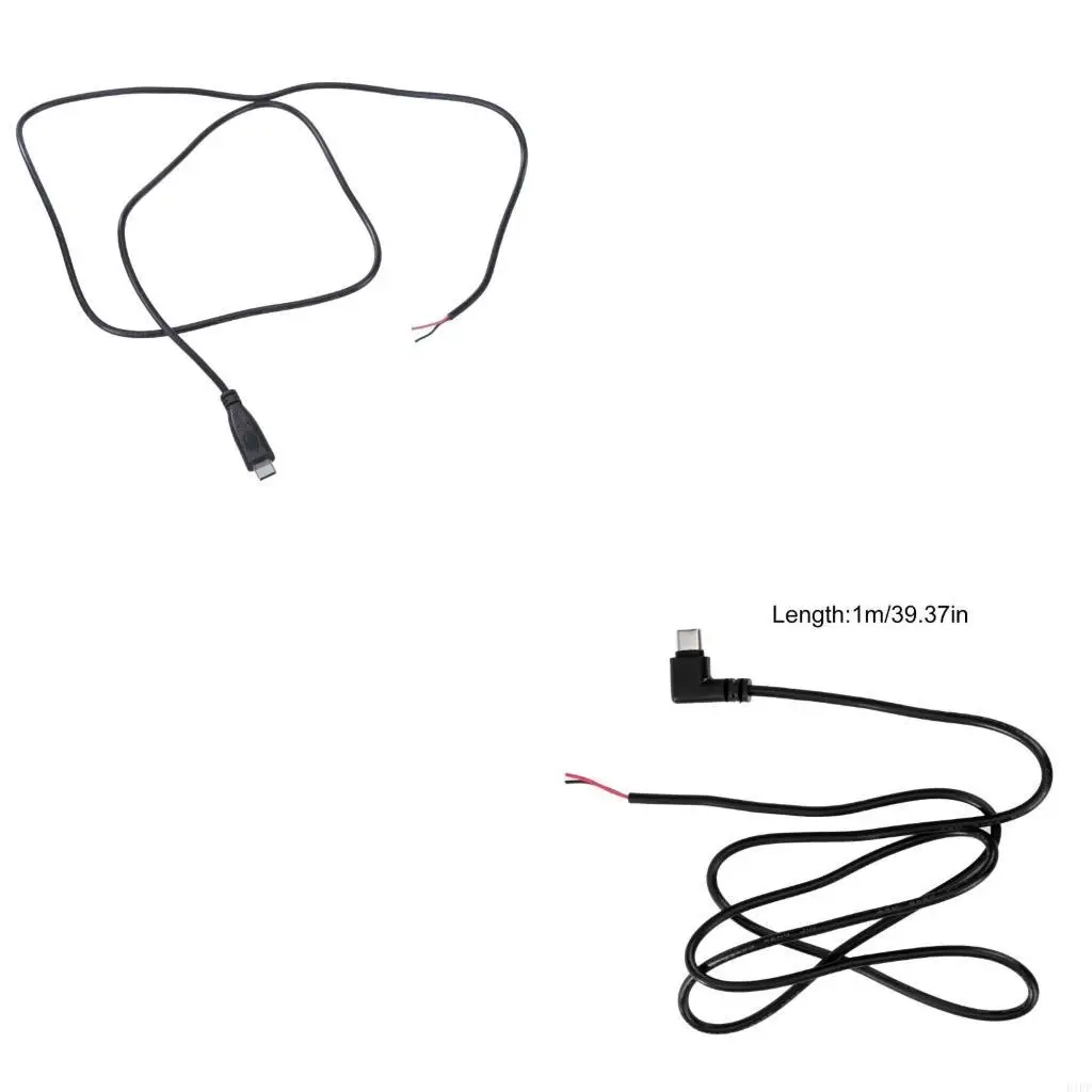E1PF 90 Degree/Straight Head USB C to 2 Pin Bare Wire Open End Power Cord Cable Wire