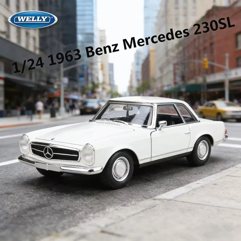 

WELLY 1:24 Mercedes-Benz 230SL 1963 Высококачественная литая модель автомобиля из сплава, коллекционная игрушка, украшение, подарок на день рождения для мальчика