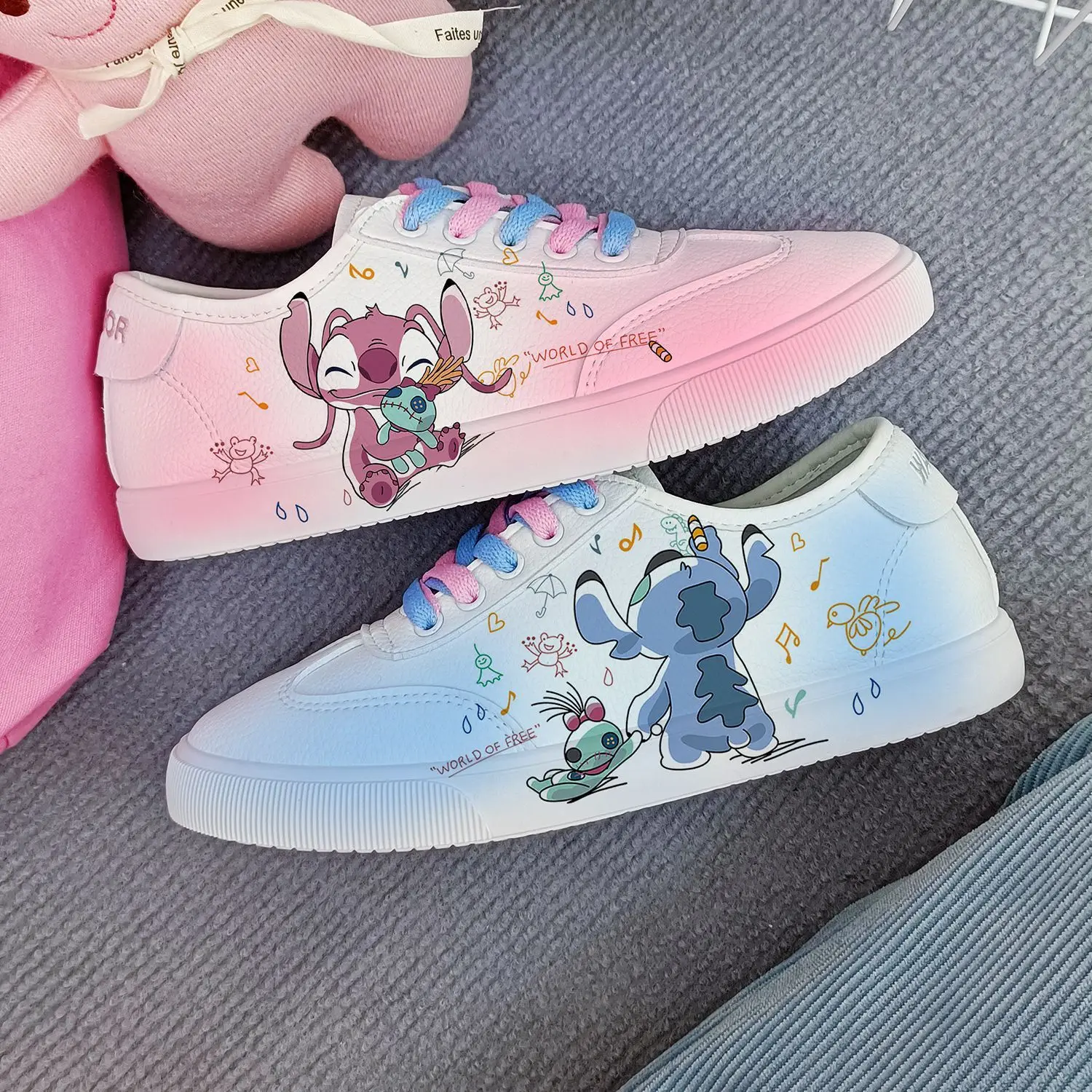 Disney girls cartoon Stitch princess cute Casual shoes non-slip soft bottom sports shoes for girlfriend gift