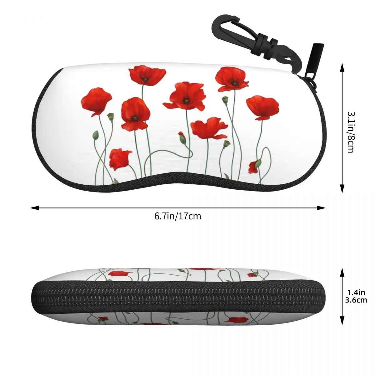 حافظة نظارات على شكل صدفة من Poppy Stems، صندوق نظارات شمسية واقي للنساء والرجال، حقيبة نظارات ناعمة