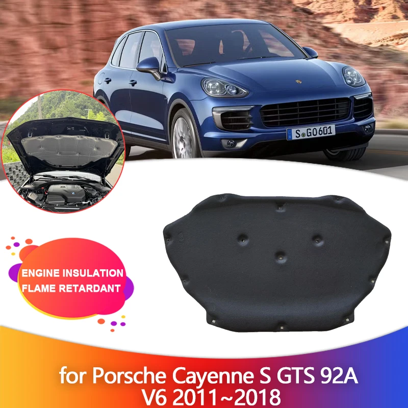 

Car Engine Insulation Mat for Porsche Cayenne S GTS 92A V6 2011~2018 Hood Heat Sound Cotton Soundproof Cover Part Accessories