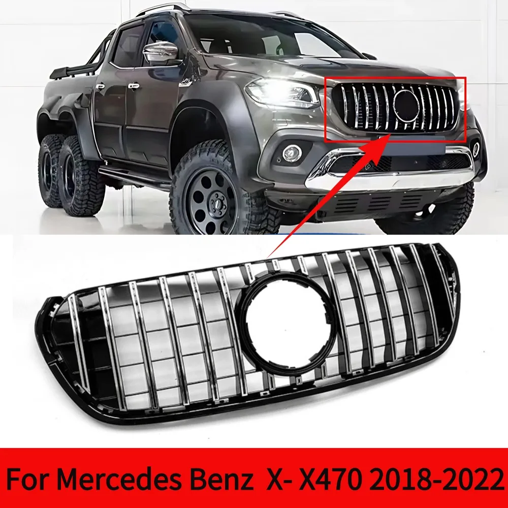 

2018-2022 GT Diamond Style Sliver FRONT BUMPER BAR GRILLE For Mercedes Benz X-Class X470 W470 X220d X250d X350d Grill