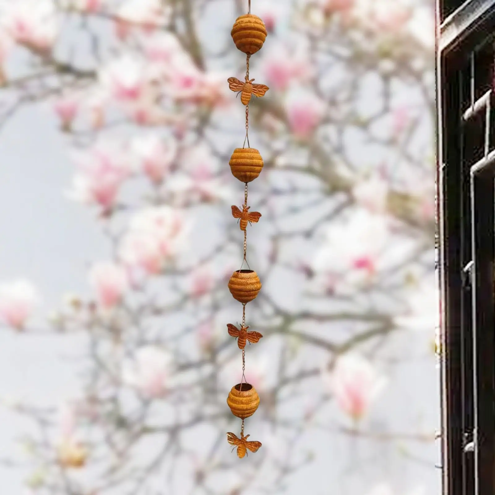 

Rain Chain for Gutters Replacement Downspout Professional Hanging Decorative Rainwater Catcher 120cm Long for Courtyard Yard