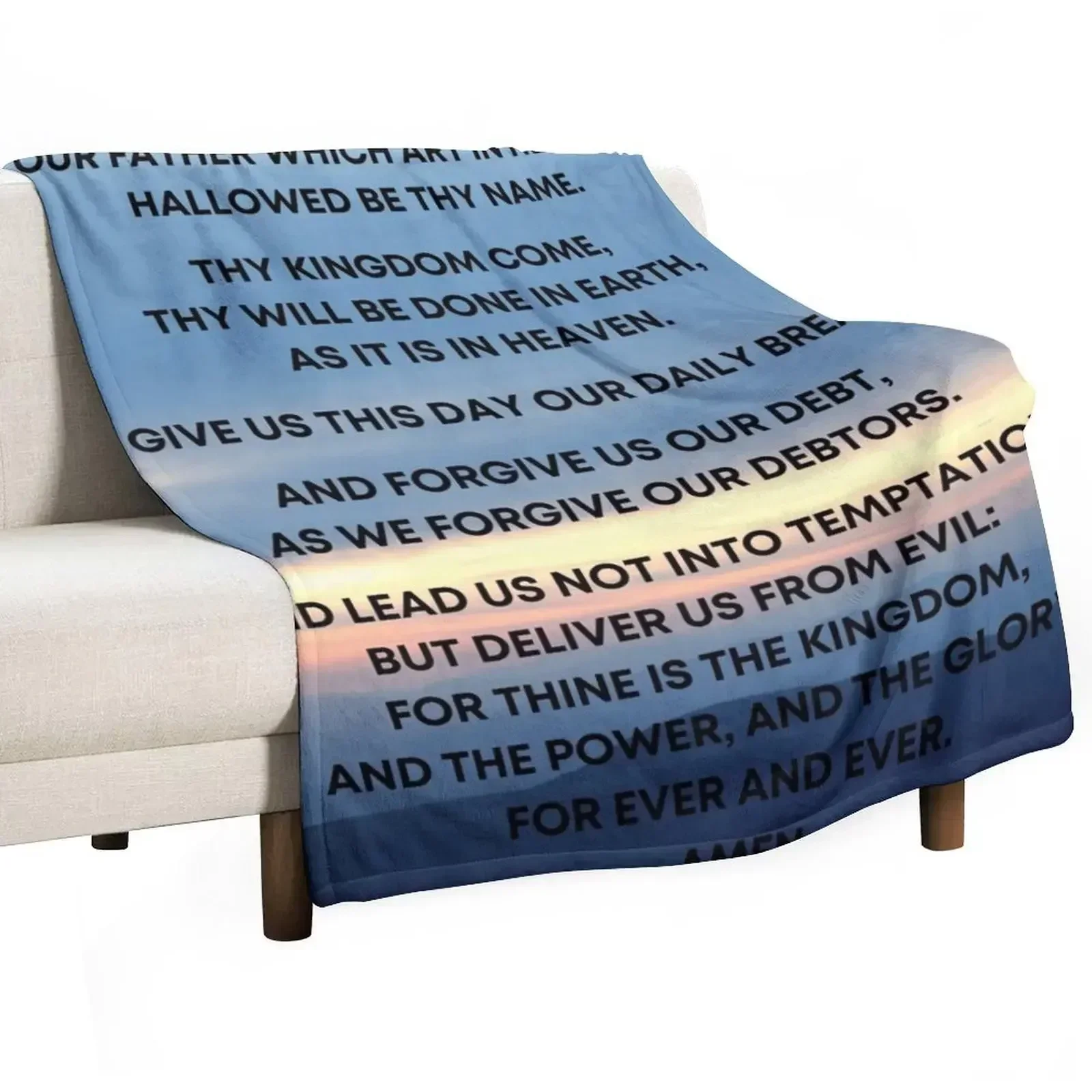 The Lords Prayer KJV - Cloudy Sunset Background Throw Blanket anime Sleeping Bag Polar halloween Fashion Sofas Quilt Blankets