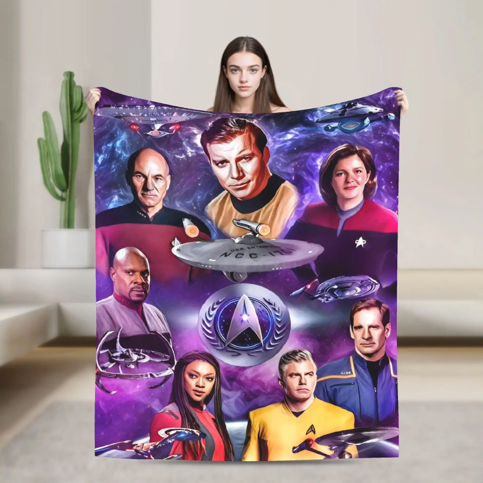 Stars Treks Groups Flanelldecke, Starfleet-Film, warme, weiche Überwurfdecke für Stuhl, dekorative Neuheit, Tagesdecke, Sofabettbezug