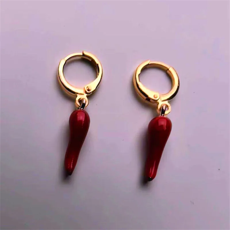 Vintage Fashion Punk Small Pepper Hoop Earrings For Women Girls Gifts Chilli Jewelry Accessories Copper Hoop Zinc Alloy Pendant